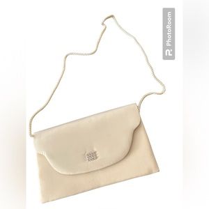 Marshall Field’s Vintage White/Cream Satin Evening Bag. Clutch or Shoulder